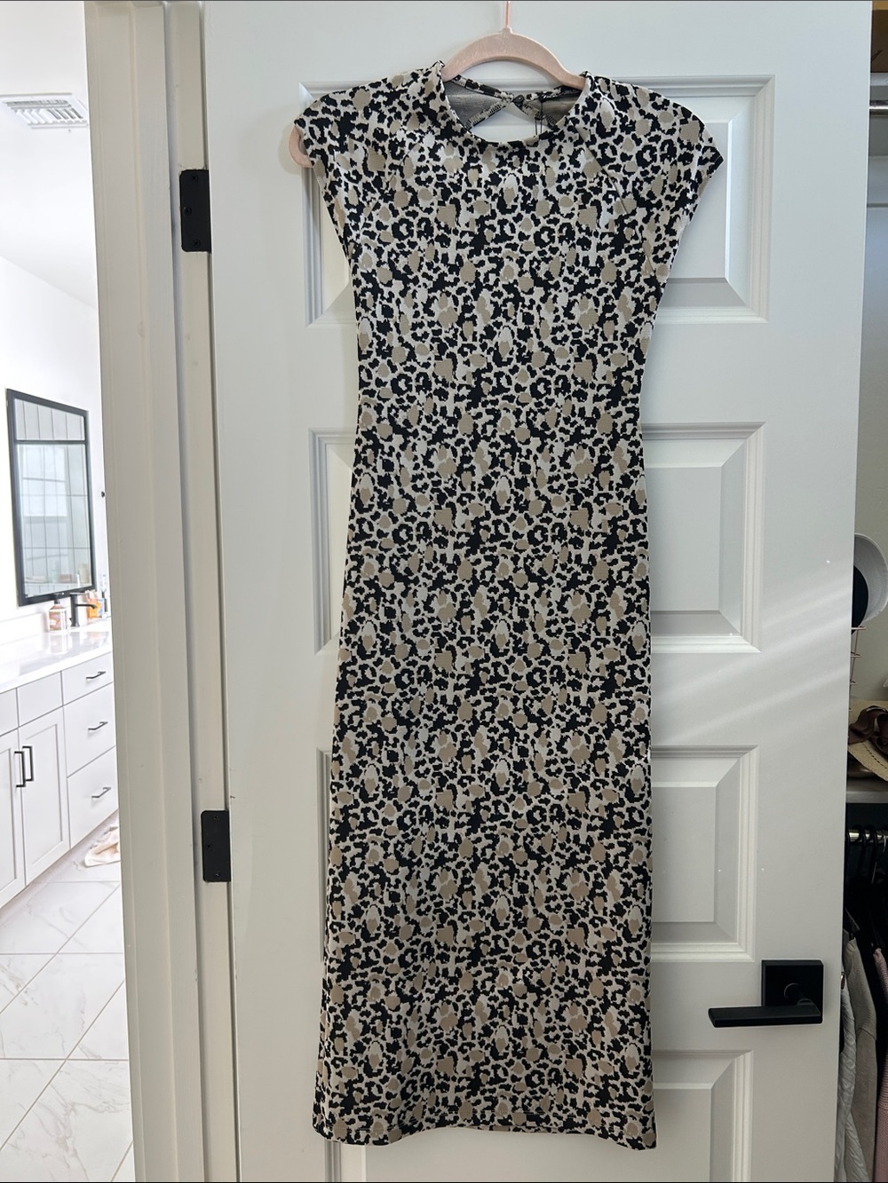 Zara Beige and Black Leopard Print Maxi Dress